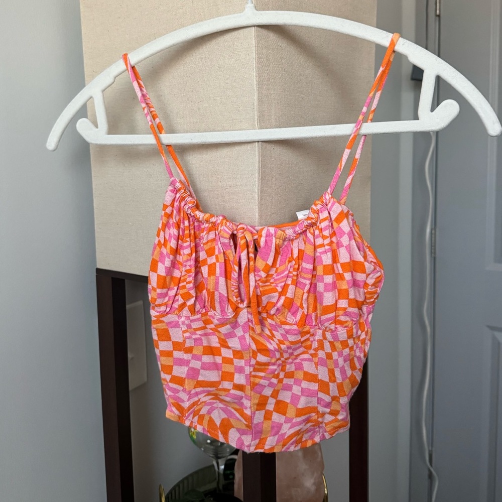 Pink and Orange Tied Tank Top